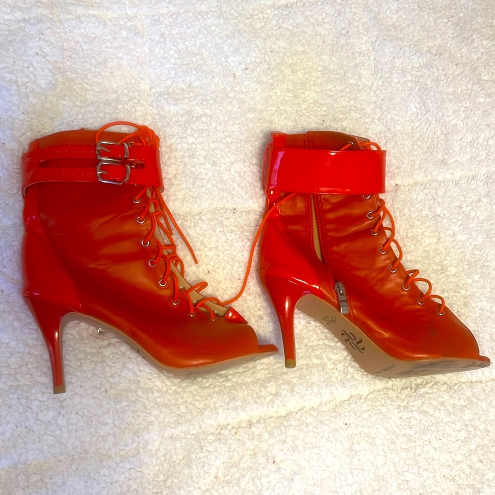 Burju Dance Shoes. Heels Size 10. Color: Red. 3.5” heel.